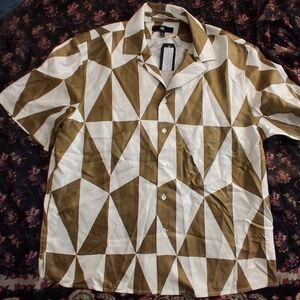 Banana Republic Brown and White Geometric Men's Shirt